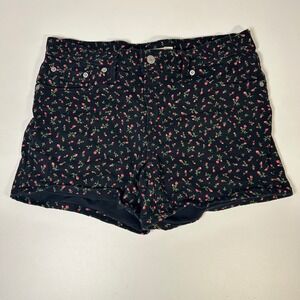 levi's mid length womens black shorts size 29 all over rosebud floral pink print